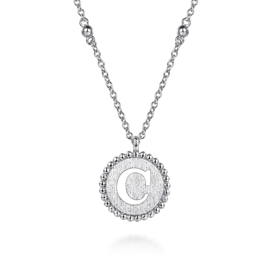 925 Sterling Silver Bujukan Punch out Initial A Medallion Pendant Necklace