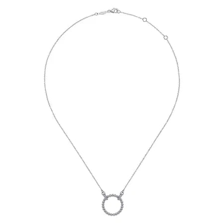 925 Sterling Silver Bujukan White Sapphire Open Circle Pendant Necklace