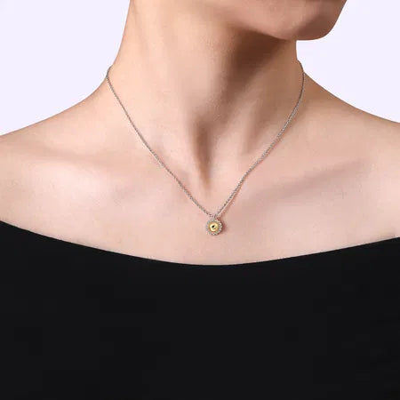 925 Sterling Silver and 14K Yellow Gold Fashion Pendant Necklace
