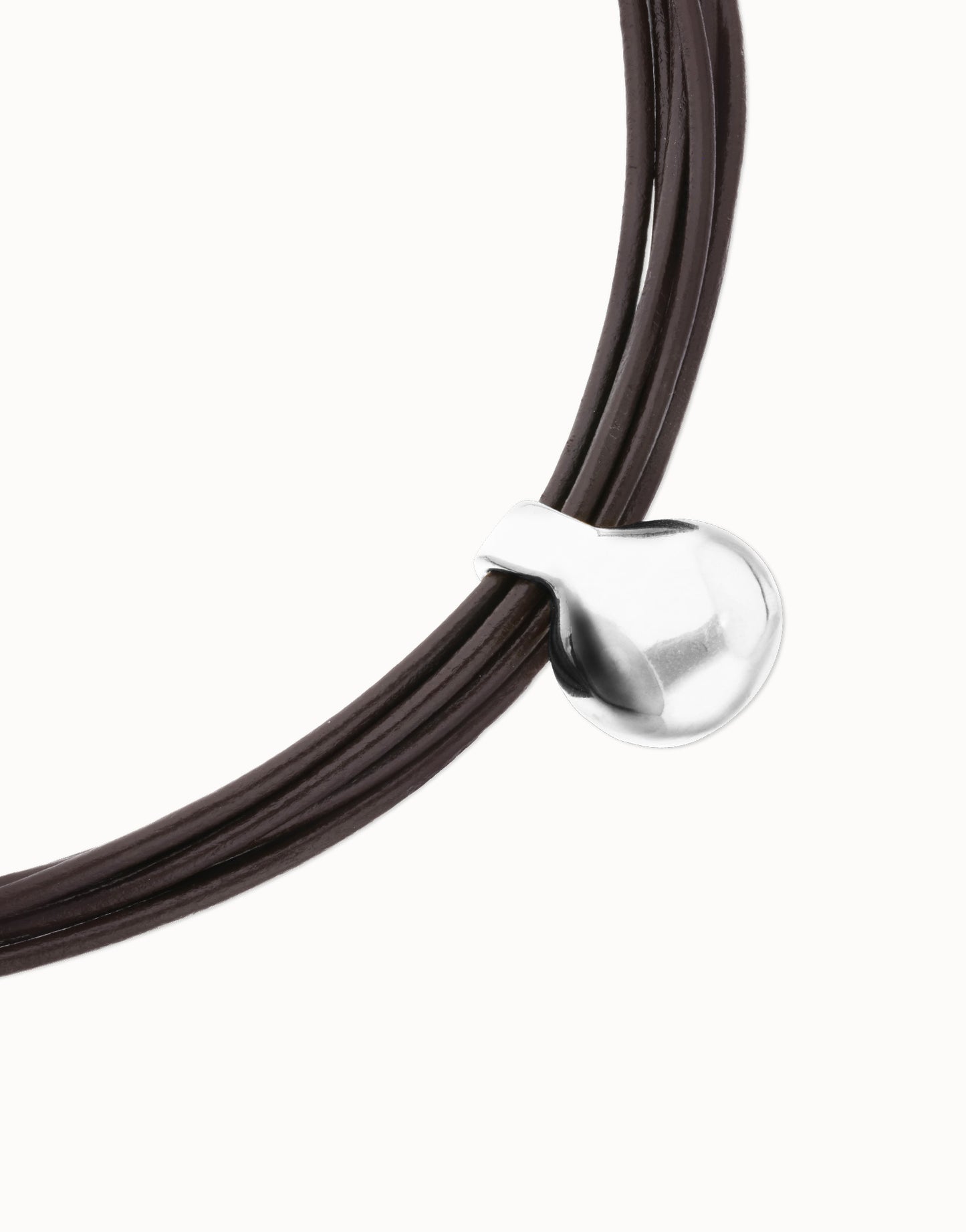 Multistrand short leather necklace with large sphere