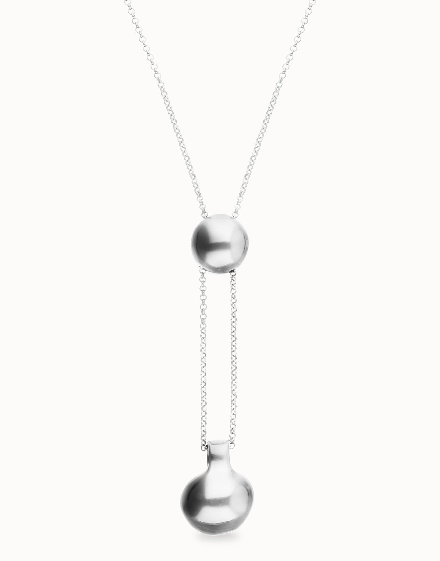 Long necklace with an adjustable chain and two weights