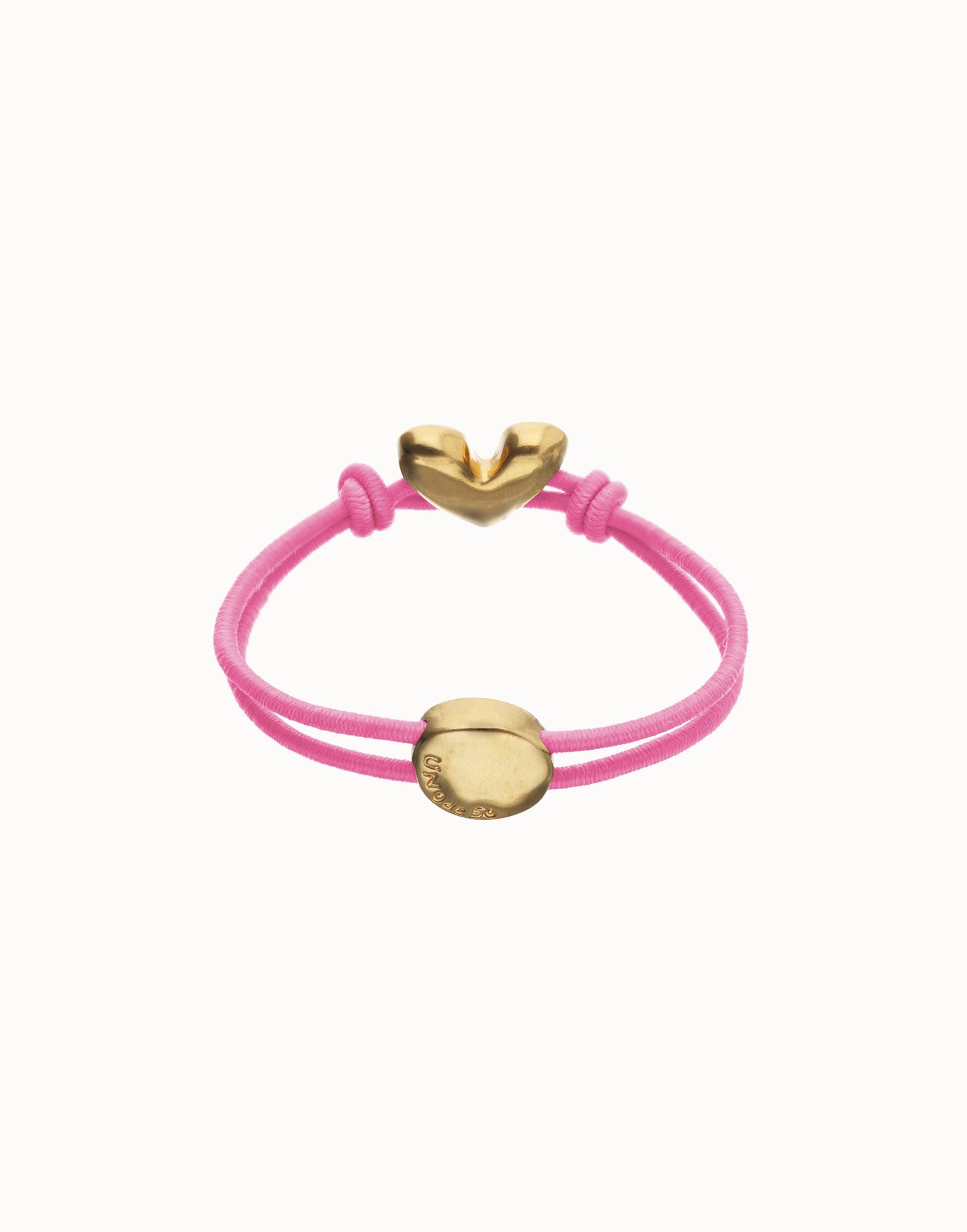 Pink elastic thread bracelet with heart charm