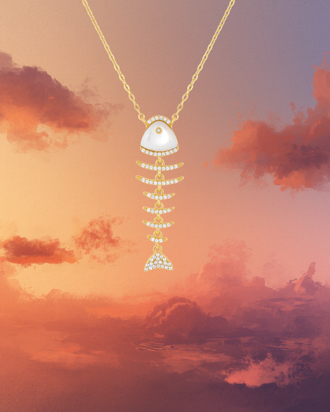 Elevated Fish Mother of Pearl Necklace
