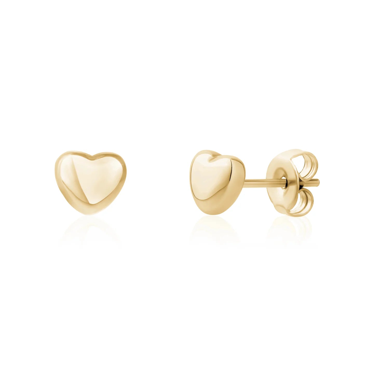 POLISHED HEART STUD EARRINGS
