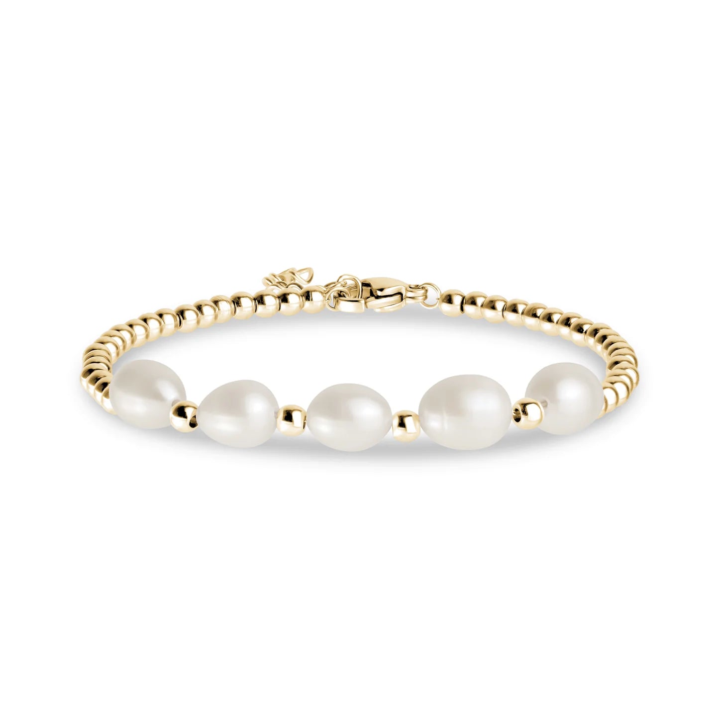 STEEL BEADS & PEARLS BRACELET