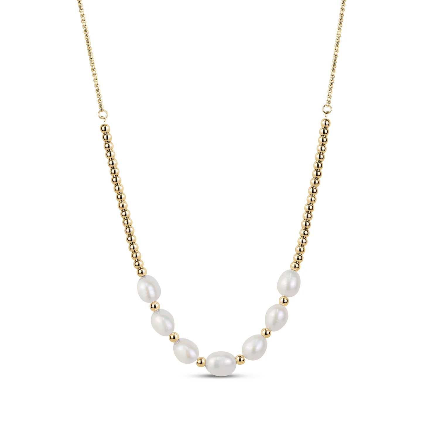 STEEL BEADS & PEARLS NECKLACE