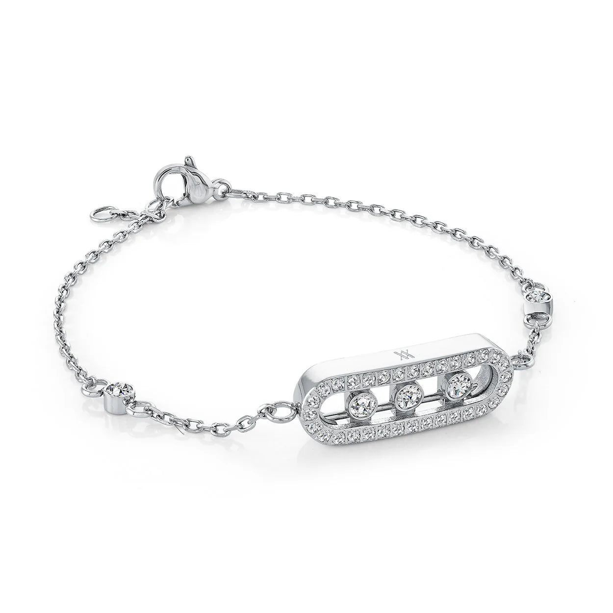 TRIPLE CZ SLIDER BRACELET WITH STONES