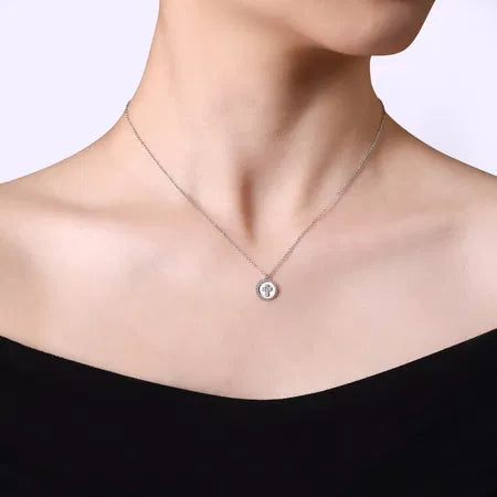 925 Sterling Silver Bujukan Diamond Cross Pendant Necklace