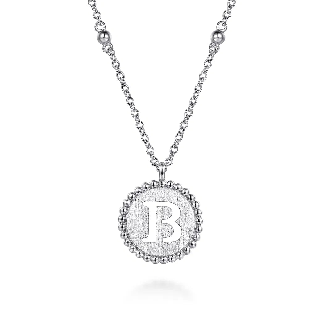 925 Sterling Silver Bujukan Punch out Initial A Medallion Pendant Necklace