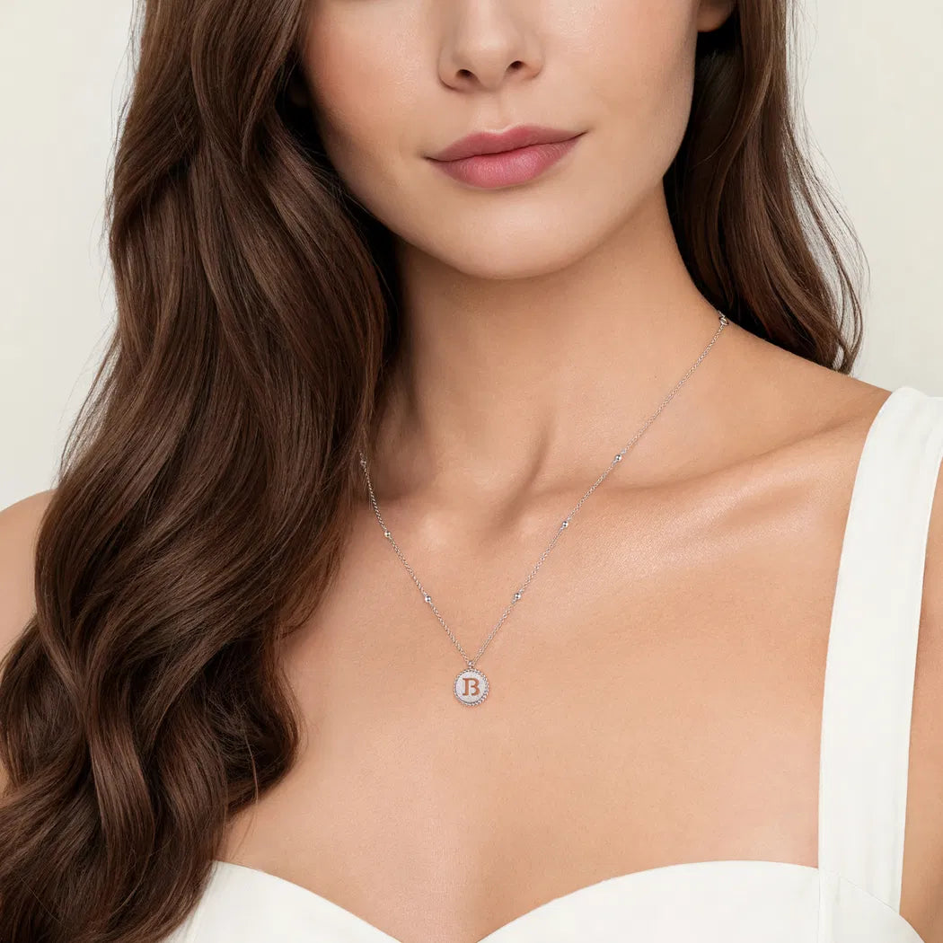 925 Sterling Silver Bujukan Punch out Initial A Medallion Pendant Necklace