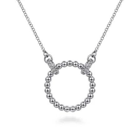 925 Sterling Silver Bujukan White Sapphire Open Circle Pendant Necklace
