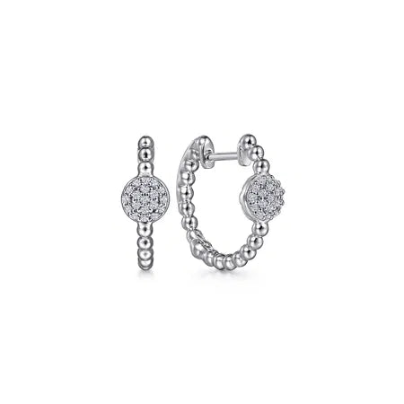 925 Sterling Silver Bujukan White Sapphire Pave Huggie Earrings