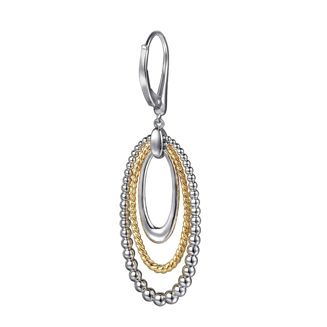 925 Sterling Silver and 14K Yellow Gold Bujukan Rope Drop Earrings
