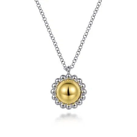 925 Sterling Silver and 14K Yellow Gold Fashion Pendant Necklace