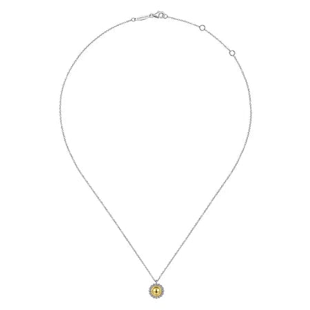 925 Sterling Silver and 14K Yellow Gold Fashion Pendant Necklace