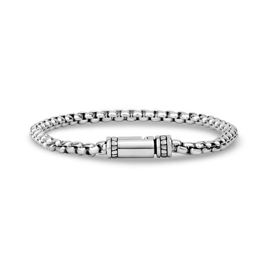 DETAILED CLASP ROUND BOX LINK BRACELET (4MM)