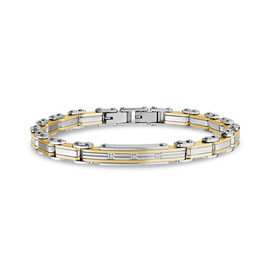 TWO-TONE STEEL & CUBIC ZIRCONIA