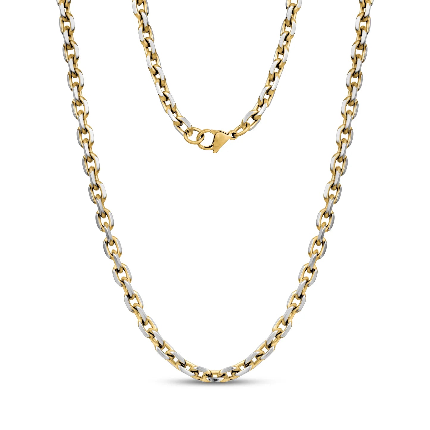 TWO TONE ANCHOR LINK NECKLACE (5MM)