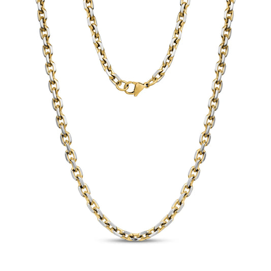 TWO TONE ANCHOR LINK NECKLACE (5MM)