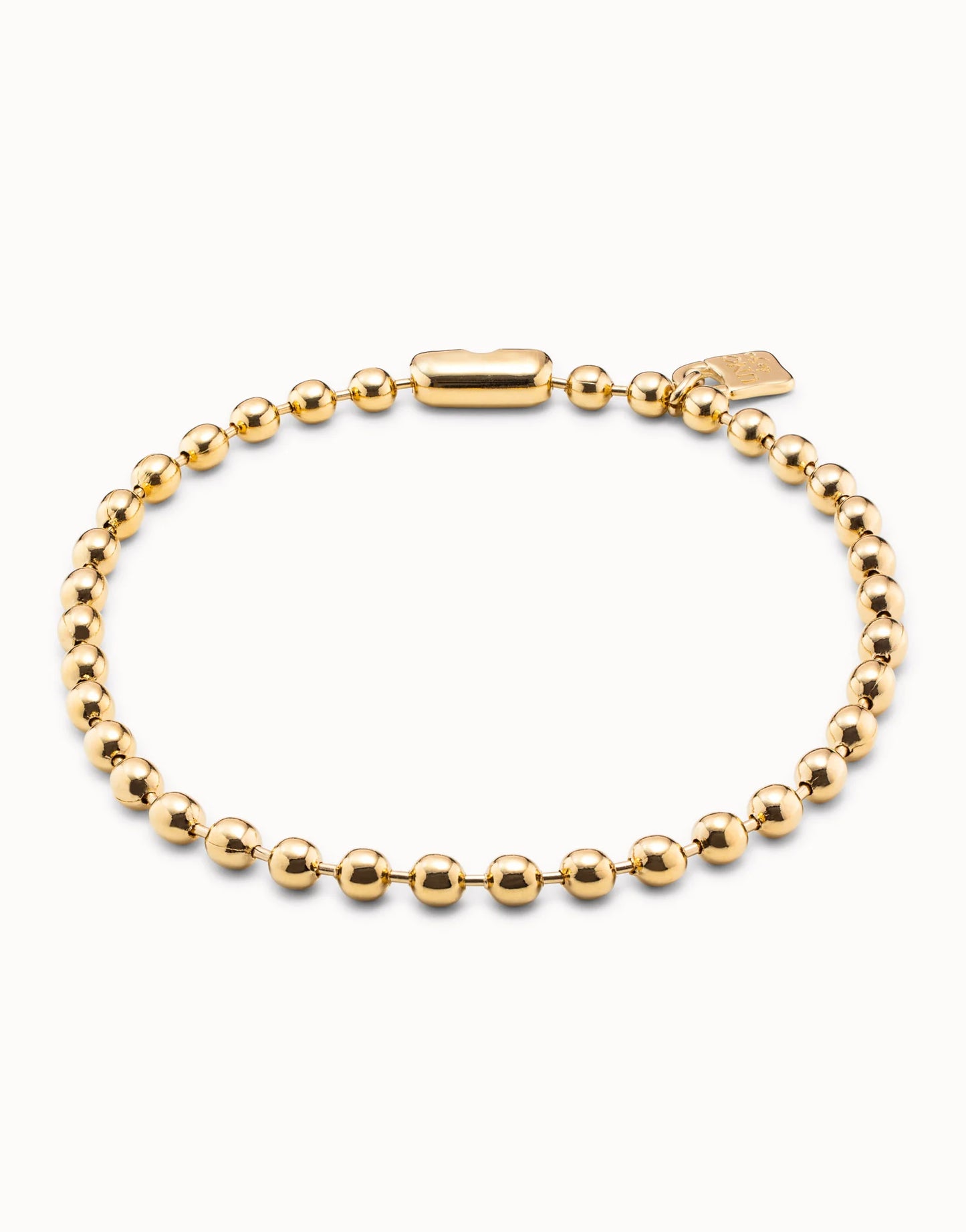 Short beaded necklace with padlock 18k gold plated