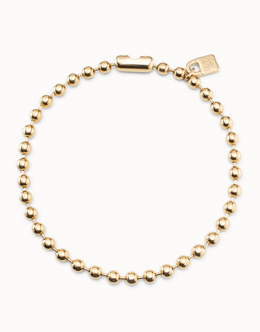 Short beaded necklace with padlock 18k gold plated