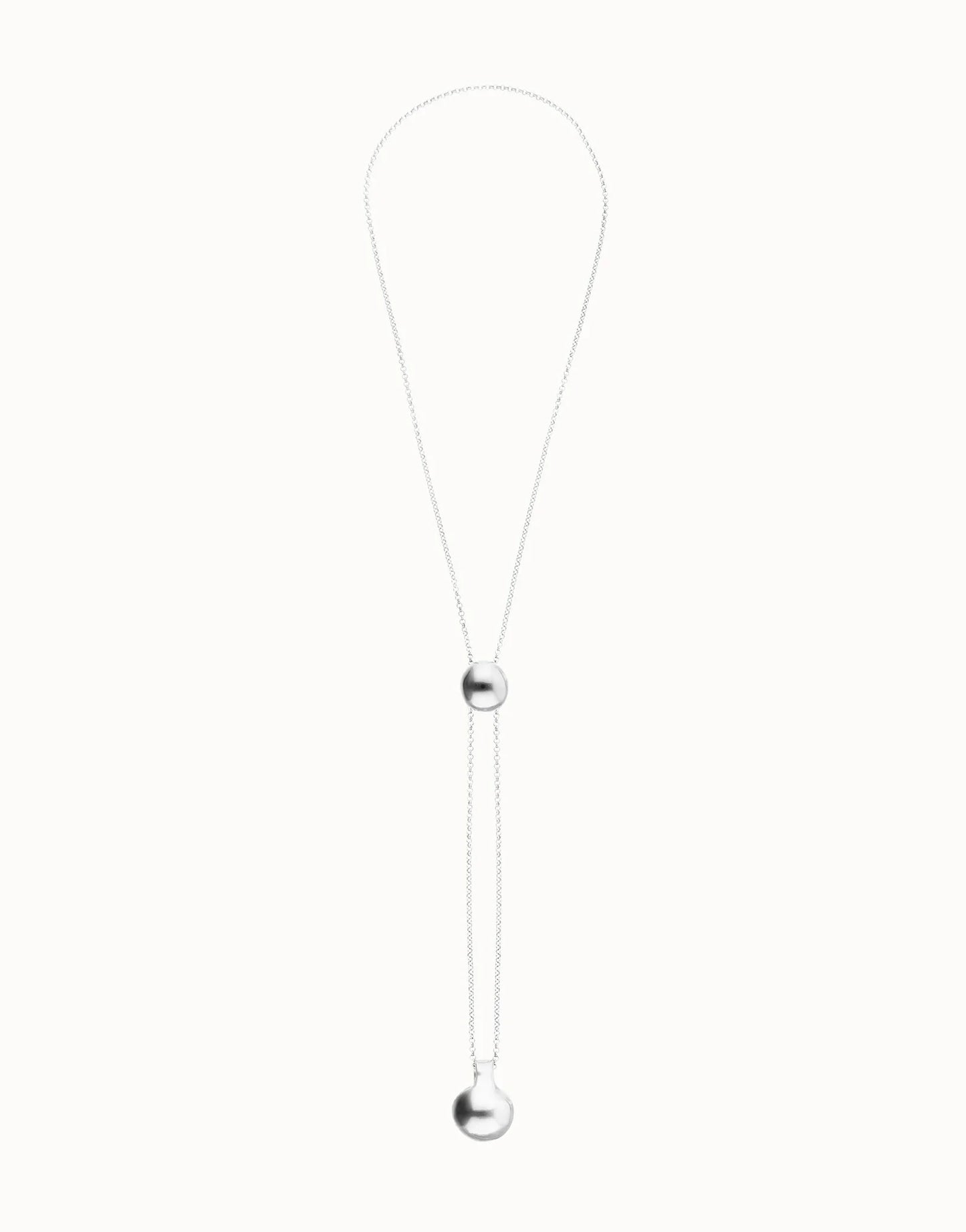 Long necklace with an adjustable chain and two weights