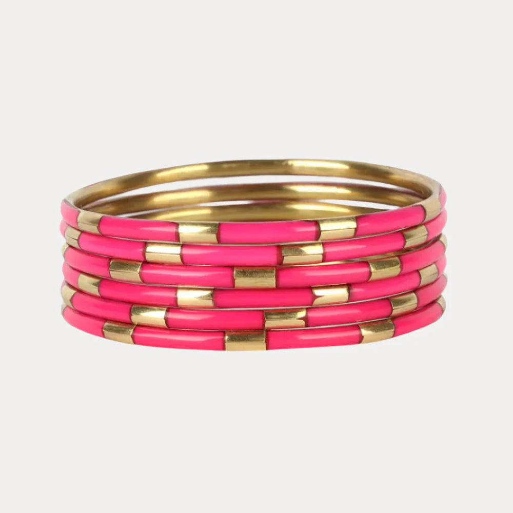Pink Veda Bangles - Set of 6