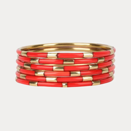 Coral Veda Bangles - Set of 6