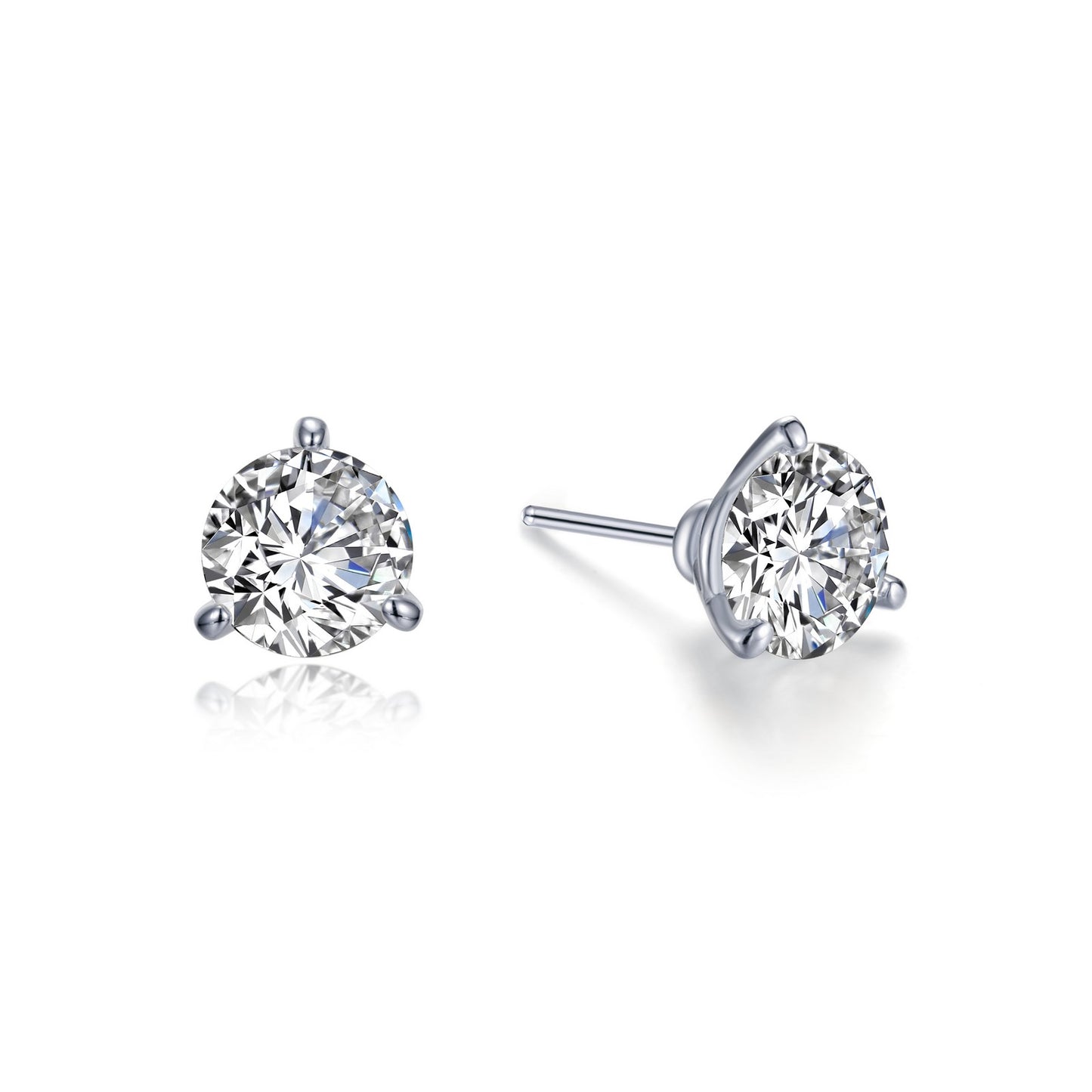 2 CTW 3 Prong Martini Stud Earrings
