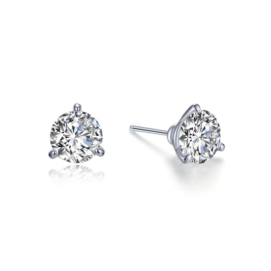 2 CTW 3 Prong Martini Stud Earrings