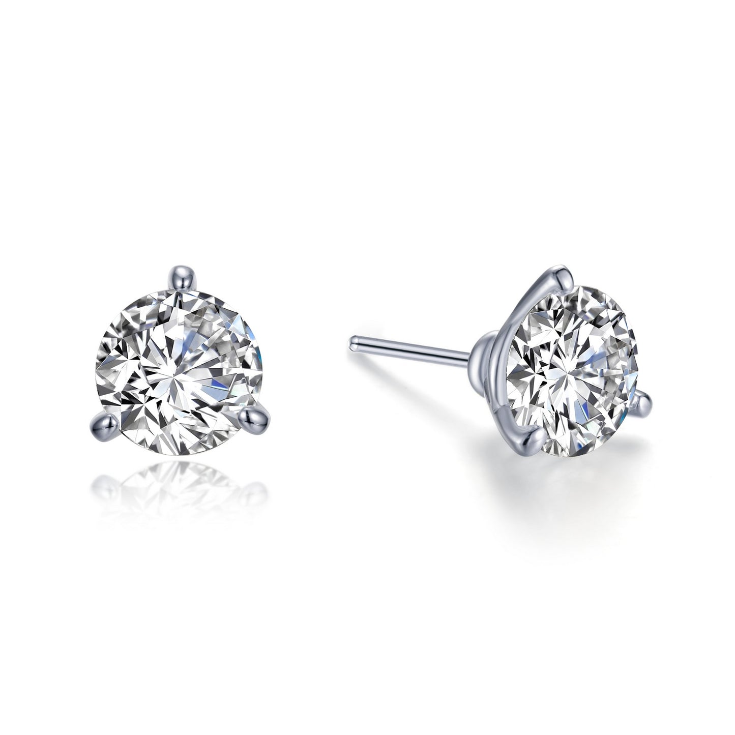 3 CTW 3 Prong Martini Stud Earrings
