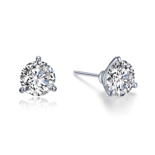 3 CTW 3 Prong Martini Stud Earrings