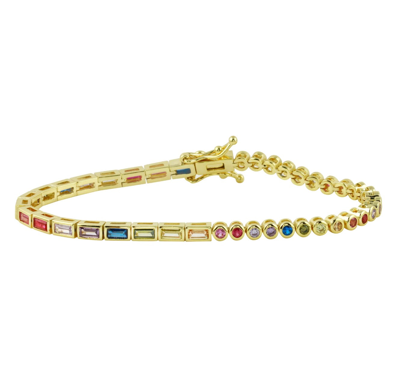 Half Rainbow Bezel Tennis Bracelet