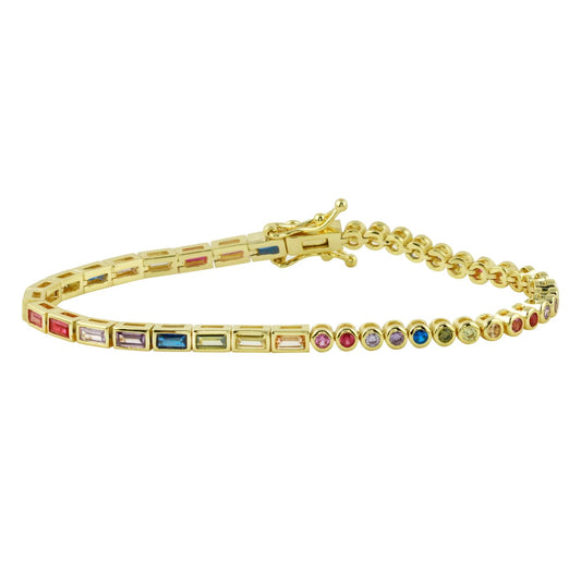 Half Rainbow Bezel Tennis Bracelet