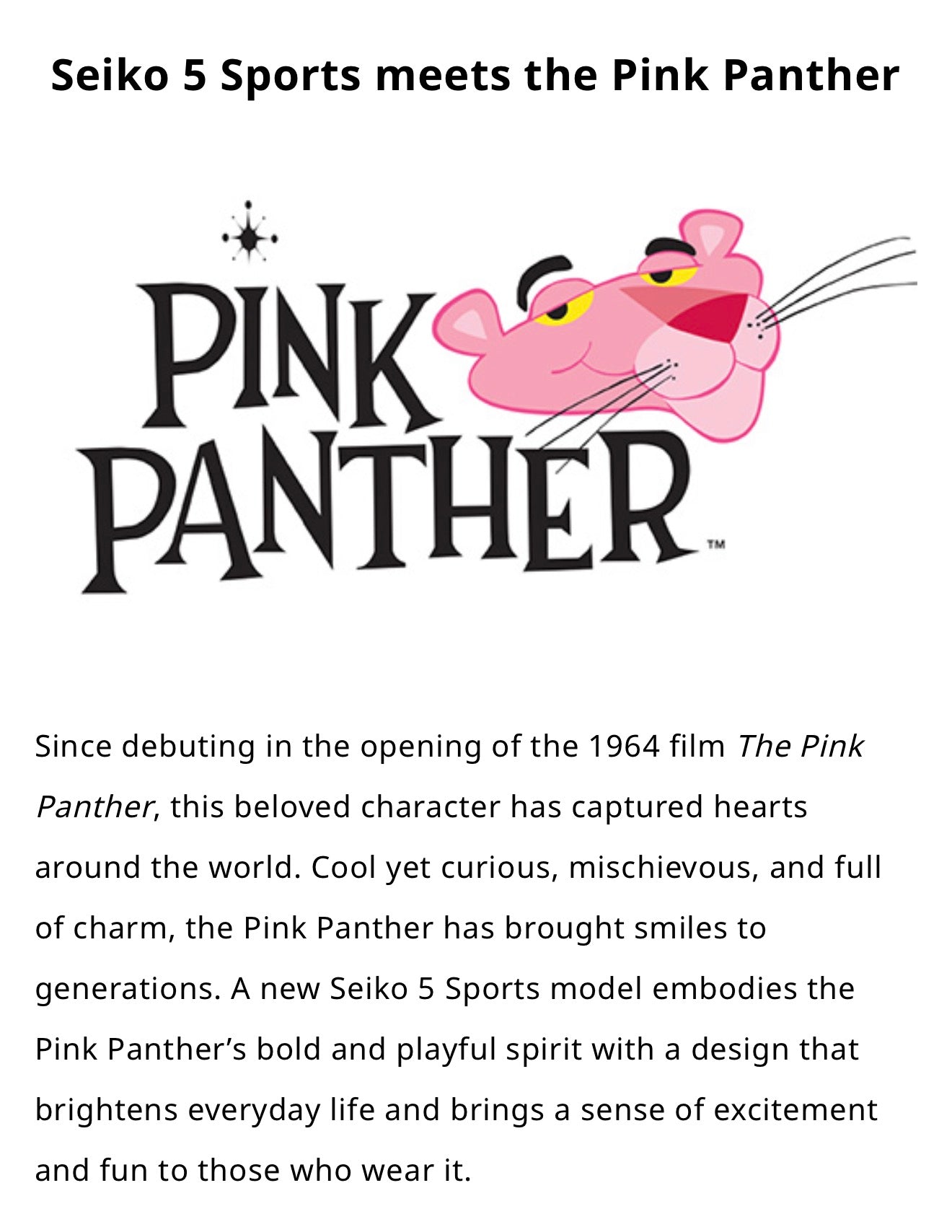 Seiko Pink Panther Limited Edition
