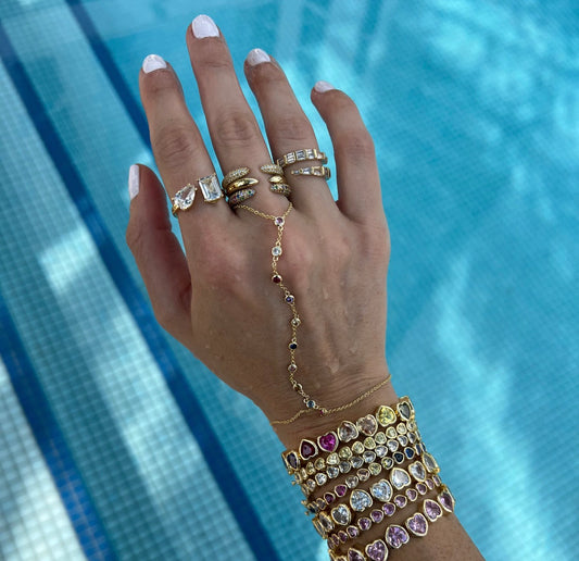 Rainbow Bezel Hand Chain