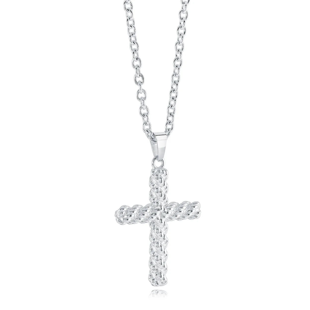 S.STEEL WEAVE-CROSS PENDANT 20"-NECKLACE