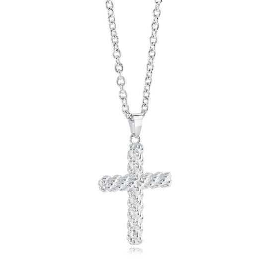 S.STEEL WEAVE-CROSS PENDANT 20"-NECKLACE