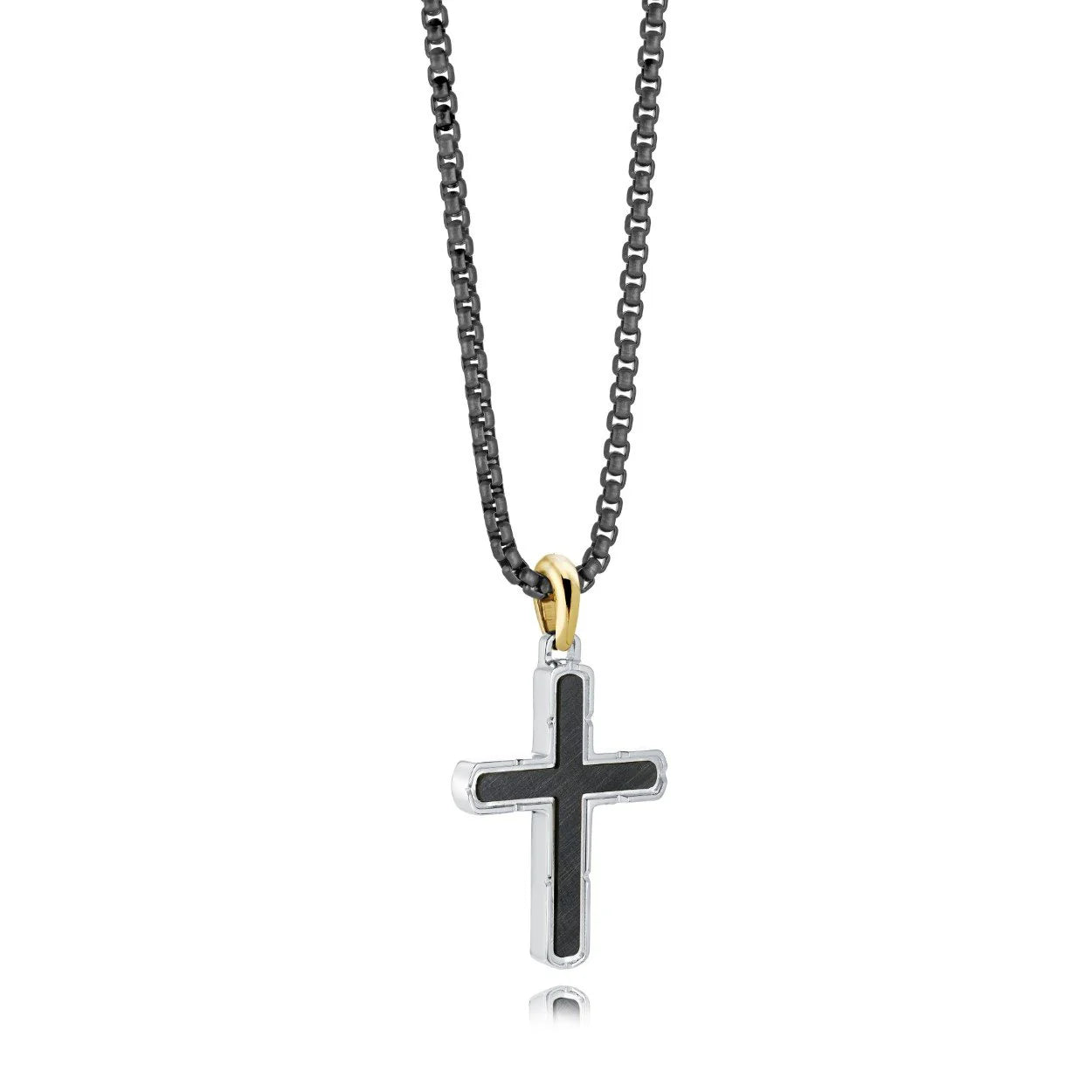 S.STEEL GOLD-IP GUN-IP-CROSS 22"-NECKLACE