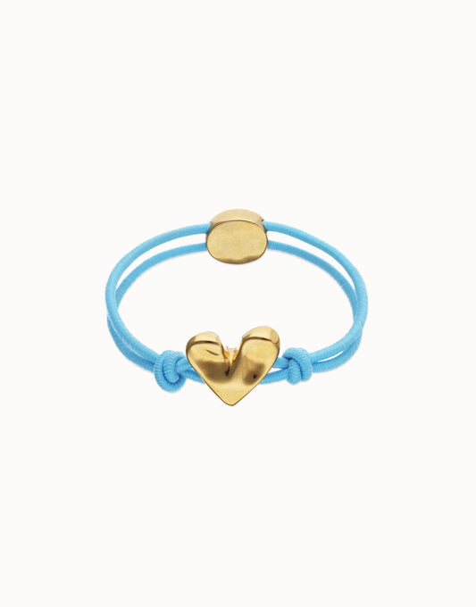 Blue elastic thread bracelet with heart