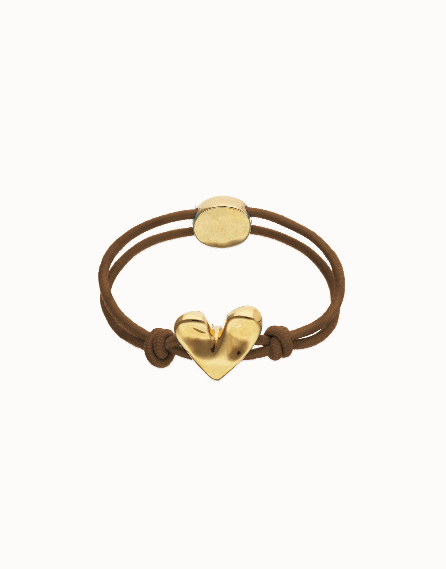 Brown elastic thread bracelet with heart