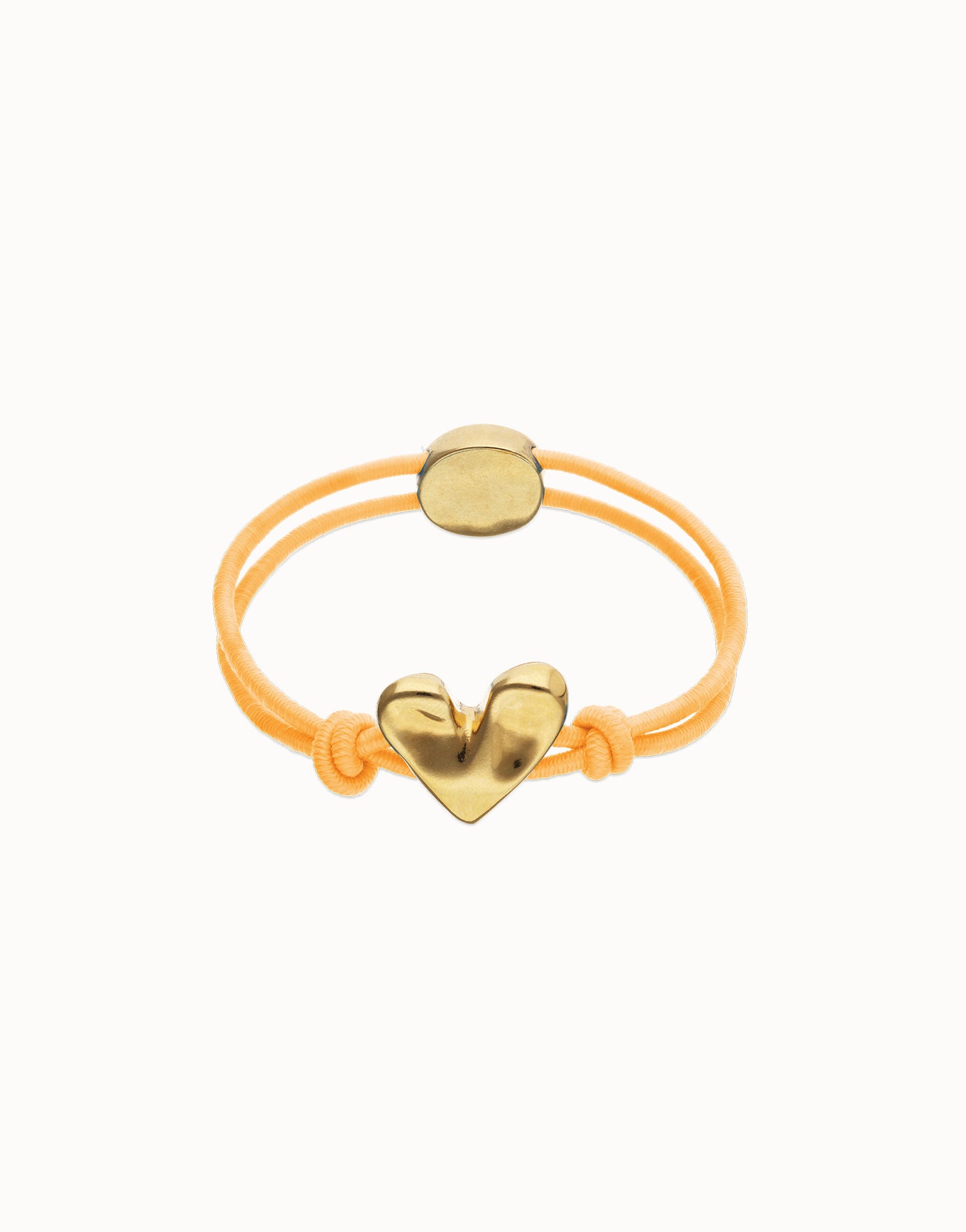 Orange elastic thread bracelet with heart