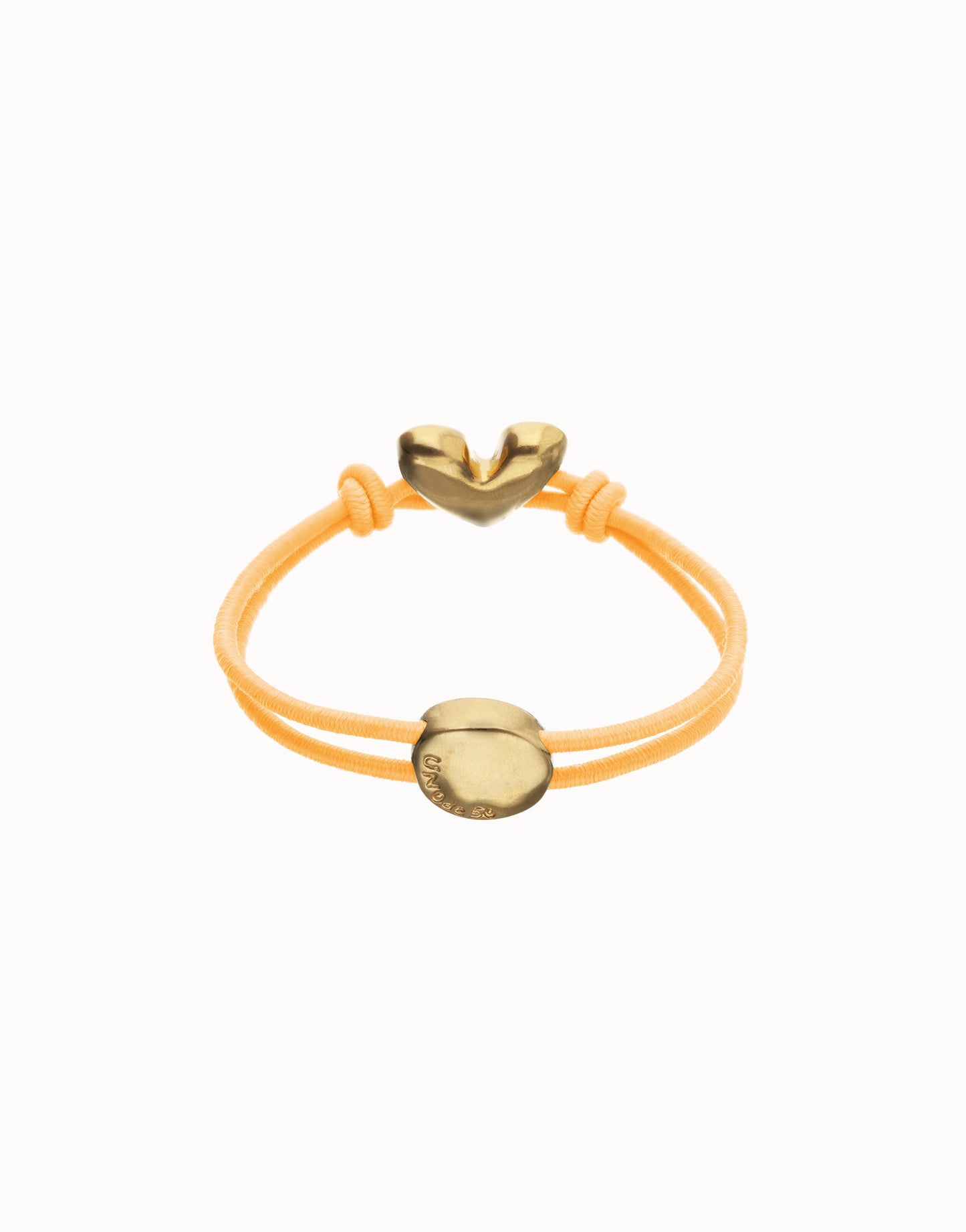 Orange elastic thread bracelet with heart