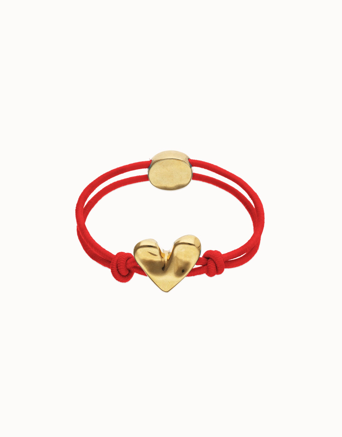 Red elastic thread bracelet with heart
