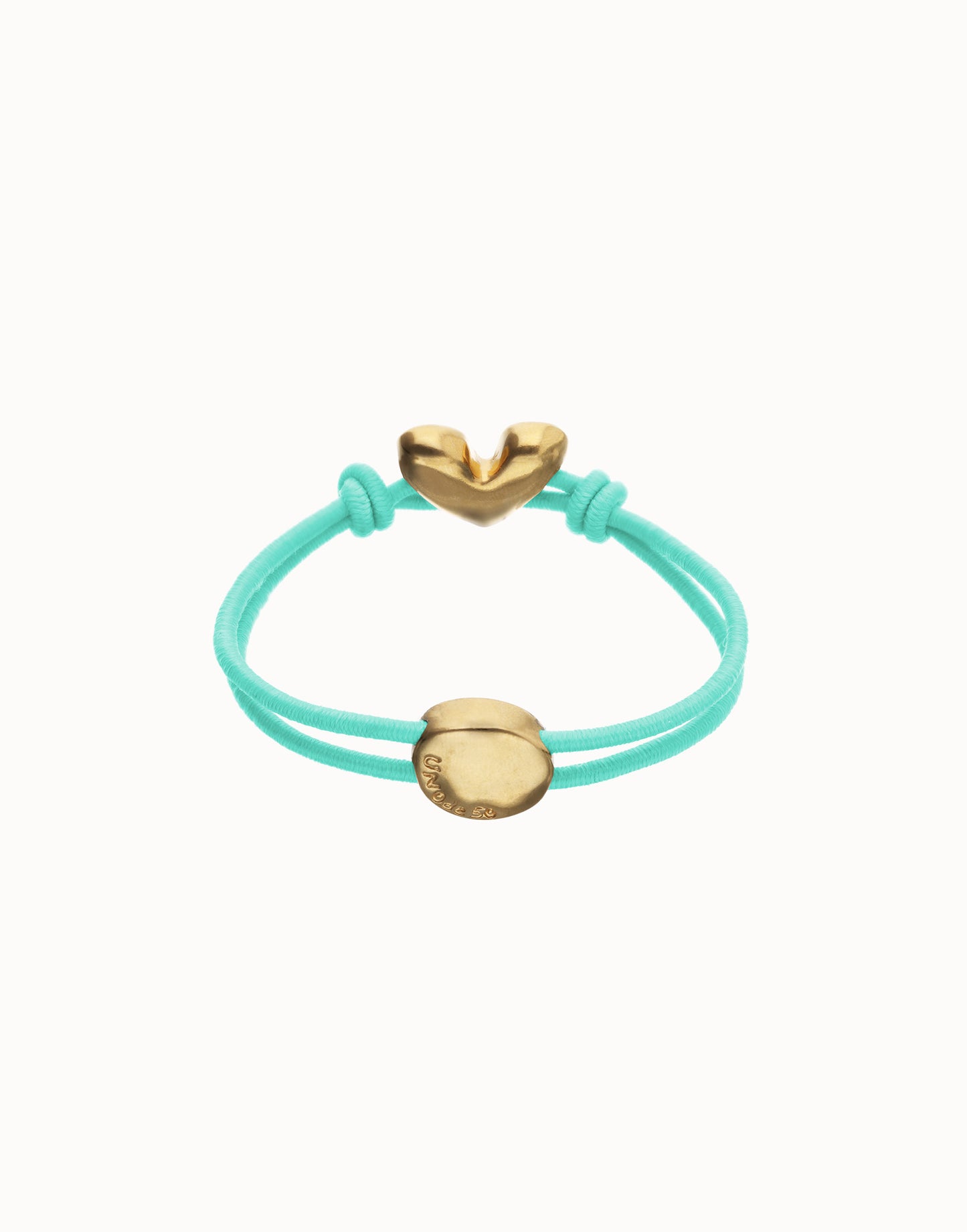Turquoise elastic thread bracelet with heart charm