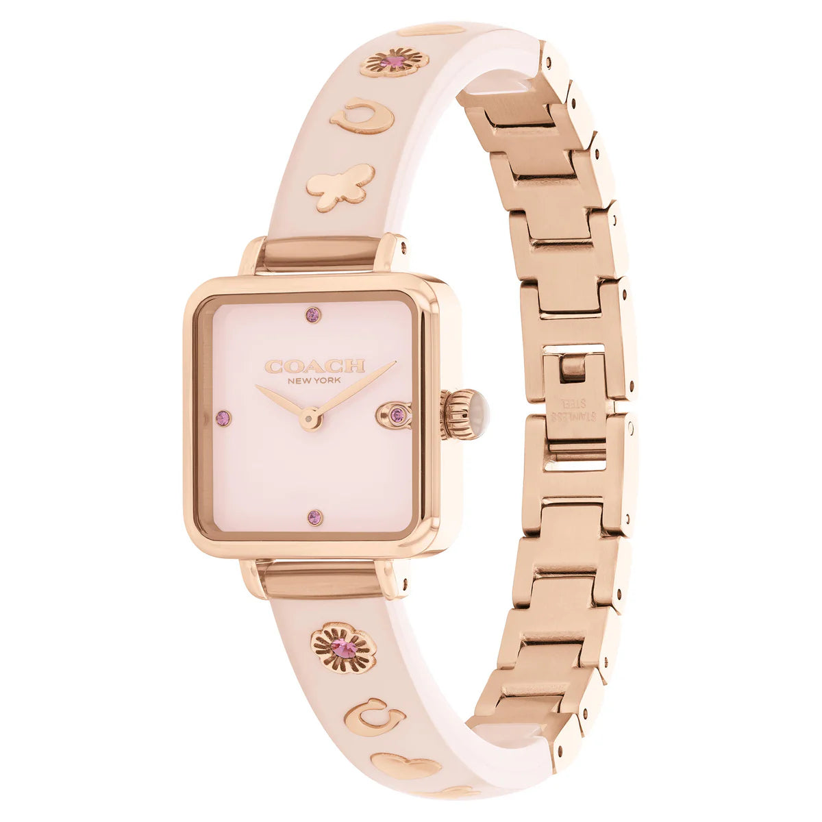 Rose Gold Steel & Blush Plastic & Crystal Dial