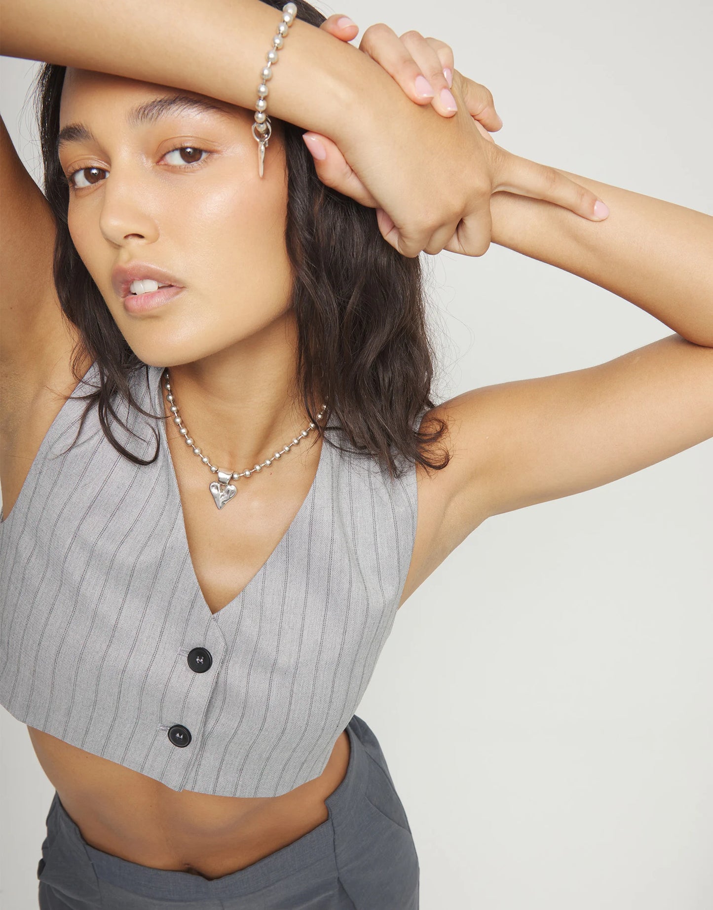 Bead necklace with heart detail