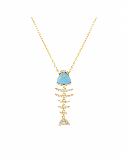 Elevated Fish Turquoise Necklace