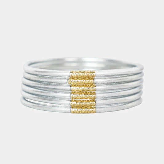 SILVER LUMINE ALL WEATHER BANGLES (SET OF 6)