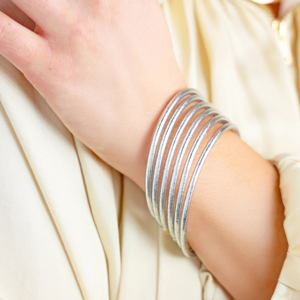 SILVER LUMINE ALL WEATHER BANGLES (SET OF 6)